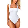 YIYI Wholesale Square Neck Seamless Ribbed Workout Suits Ladies Without Padded Simple Shape Sets Female Women's Sexy Bodysuits