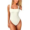 Stretch Bodysuit, Neck Seamless Ribbed Workout Suits Ladies Without Padded Simple Shape Sets Female Women's Sexy Bodysuits