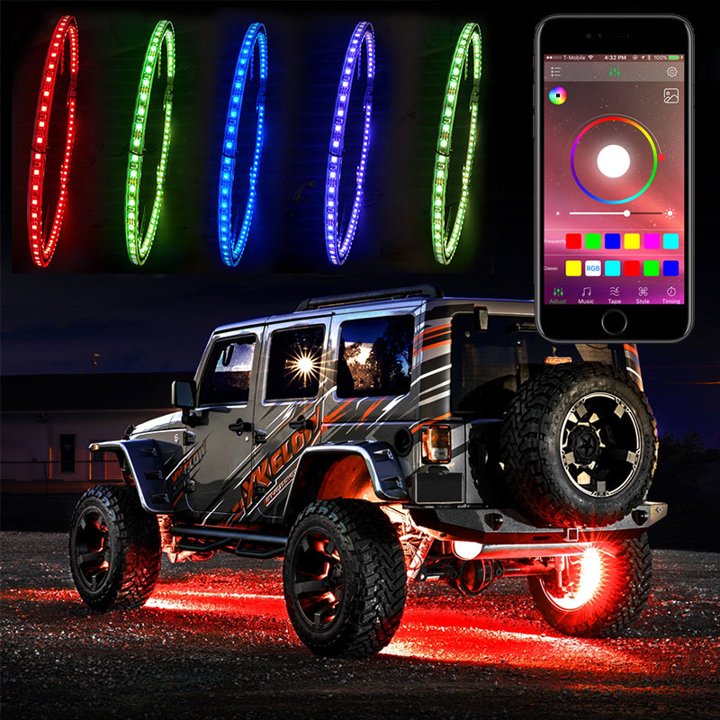 4pcs/kit APP Color Chasing Car Wheel Rim SMD led wheel ring light kit
