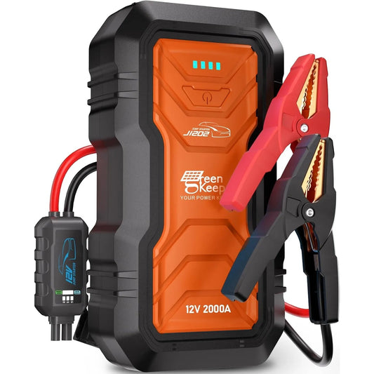 10500mahJump Starter - 2000A Smart Car Battery Booster Pack with UltraSafe Lithium Battery, Portable Jump Box with LED Light/USB