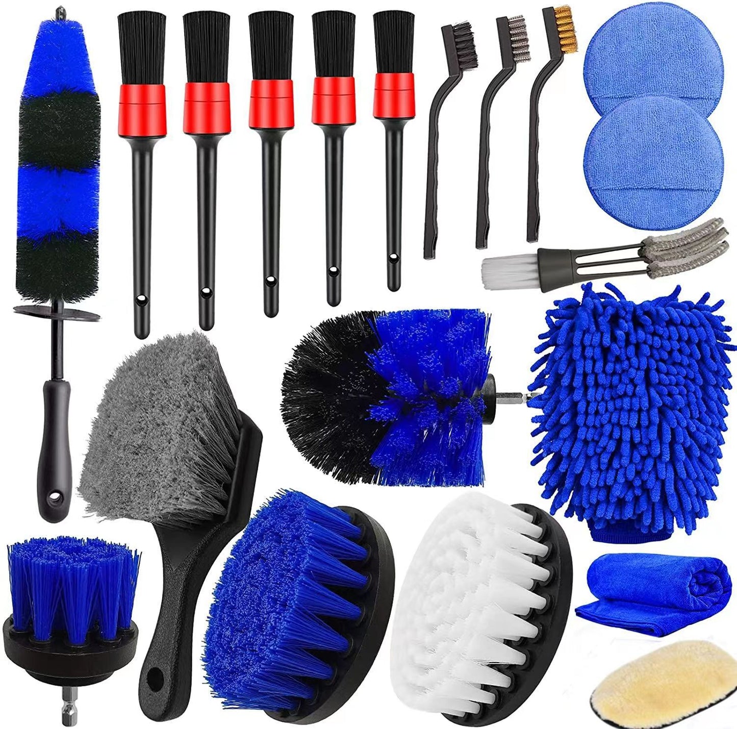 Interior Car Wash Cleaning Tools Kit Tire Towels Drill Brush Window Scraper Set with Box Car Wash Equipment